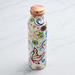 Botella de Agua de Acero Inoxidable con Tapa de Rosca de Cobre con Diseño Floral Bohemio, Perfecta para Hidratación, Viajes, Yoga y Oficina - Product Image 1