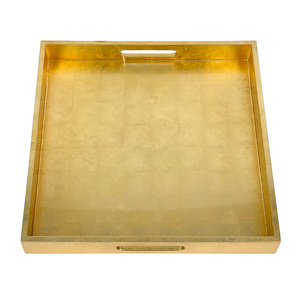 Plateau en bois MDF élégant et durable fait à la main, poignées de plateau de service carrées en feuille d'or pour la décoration de la maison de la cuisine de la Table basse - Product Image 2