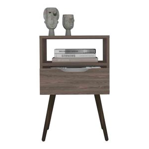 Comodino a cassetto singolo Fugaz con ripiano aperto con finitura noce scuro - Product Image 5