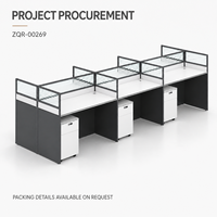 Poste de travail de bureau moderne ArchieLeap ZQR-00269 pour 6 personnes avec cloisons, écrans de séparation et armoires de rangement, 3680 mm, bureau modulaire