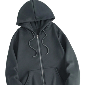 Mens Double Layer <b>Zip</b> <b>Up</b> Hoodie Vintage Washed Hooded Sweatshirt Oversized Casual Streetwear Cotton Fleece <b>Jacket</b> - Product Image 6