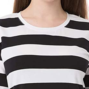 High Quality Women's Striped Crew Neck <b>T</b>-<b>Shirt</b> Short Sleeve Regular Fit 100% Cotton Knitted Casual All Seasons Wear - Product Image 2