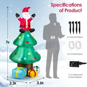 Decoración Navideña Inflable de 7 Pies de Santa Claus con Cajas de Regalo y Árbol de Navidad para Jardín y Fiestas - Product Image 4