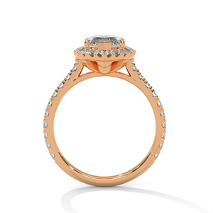 Luxurious Marquise Cut Halo Engagement <b>Ring</b> Eternity Band With Lab Grown Diamond Crafted From 14K Solid Rose Gold Bridal <b>Ring</b> - Product Image 3