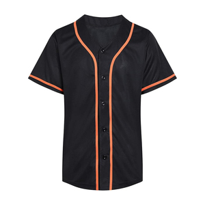 Camiseta de béisbol transpirable para mujer, uniforme de softbol personalizado por sublimación, negro y naranja, manga corta - Product Image 1