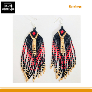 Pendientes de borlas con cuentas y puntas doradas de calidad premium y lujo, hechos a mano y bordados a mano, para mujer, de proveedor indio. - Product Image 2