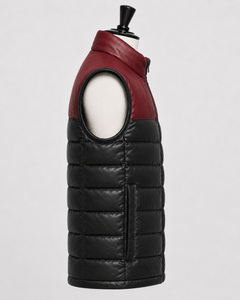 Chaleco acolchado de cuero PU con bloques de color para hombre Hashbloom International, cuello alto, cremallera frontal, logotipo bordado, ropa de abrigo de invierno - Product Image 3
