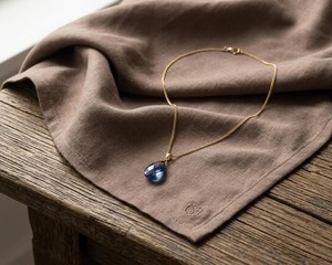 Handcrafted Blue Quartz Teardrop Pendant <b>Necklace</b> Gold Tone Chain Minimalist <b>Boho</b> Style Jewelry Gift for Women - Product Image 2
