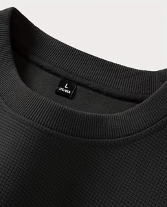 Men's Crew Neck Terry Knitted Pullover Solid Color Casual Sweatshirt Oversized Fit Winter Wear Polyester Breathable Front Logo - Product Image 3