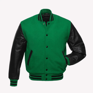 2025 Latest Design Varsity Letterman <b>Jacket</b> Unisex Hooded Stand Collar Patchwork Front in Terrance Black <b>Red</b> - Product Image 3