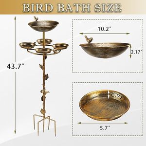 Baño para Pájaros de Hierro Ecológico y Encantador para Decoración de Jardín Exterior y Actividades Diarias de Alimentación de Aves en el Patio Trasero - Product Image 2