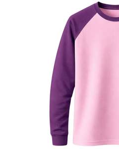 Sweat-shirt personnalisé pour homme, rose et violet, à manches raglan, col rond, décontracté, en coton et polyester, tricoté, léger - Product Image 3