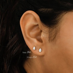 Single 14K Gold Pear Lab Grown Diamond Stud <b>Earring</b> Minimalist Diamond Stud <b>Earring</b> Solid Gold Elegant Jewelry For Women - Product Image 6