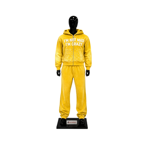 Ensemble de survêtement jaune pour homme, personnalisé, avec sweat à capuche zippé et pantalon de jogging, style streetwear décontracté, vente en gros, fabricant OEM - Product Image 1