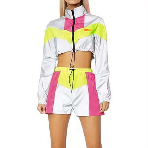 Conjunto de Pantalones Cortos y Chaqueta Cortavientos para Mujer, Ropa Deportiva de Otoño, Reflectante, Ligero, de Dos Piezas, Transpirable y de Secado Rápido - Product Image 1