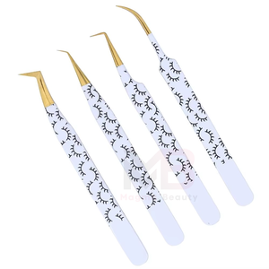 ชุดแหนบต่อขนตาสแตนเลสสีเหลืองแบบกำหนดเอง ปลายเรียบละเอียดสำหรับต่อขนตา - Product Image 6