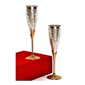 Coupe à vin ronde en laiton plaqué argent pour mariage et décoration intérieure - Product Image 4