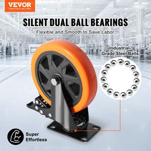 Set di 4 Ruote Girevoli di Sicurezza A/B con Blocco, 6 Pollici, Capacità di Carico 700 Libbre, Silenziose, Ruote in PVC, Rotelle in Nylon OEM - Product Image 2