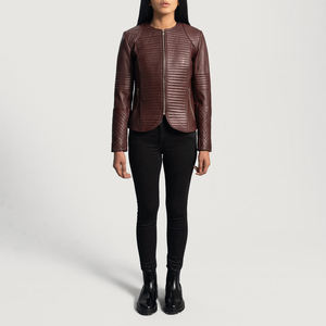 <b>Women</b> Winter High Quality Genuine Leather Stand <b>Jacket</b> Soft Supple Classic Minimalist Tailored Fit Quick Dry Breathable Everyday - Product Image 5
