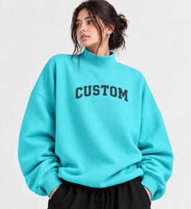 Sweat-shirt à col montant décontracté et ample pour femme, de fabrication professionnelle, séchage rapide, anti-boulochage - Product Image 1