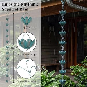 OEM Manufacturer <b>Japanese</b> Metal Rain Chain Decorative Hanging Cups for <b>Garden</b> Roof Drain Outdoor Home <b>Ornament</b> Style - Product Image 2