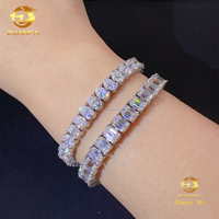 Nouveautés Mode Luxe S925 Sterling Silver Iced Out Hip Hop Bijoux Moissanite Emeraude Ovale Shaep Cluster Tennis Bracelet