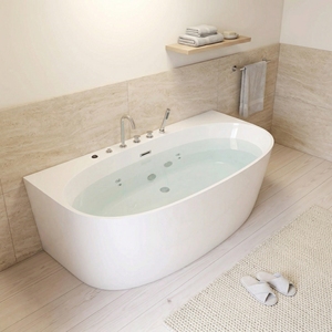 Bañera de Hidromasaje Ovalada Moderna Independiente para Interiores, 1.7 Metros de Largo, Fabricada en Acrílico, Modelo FW-M-2003 para Baño - Product Image 6