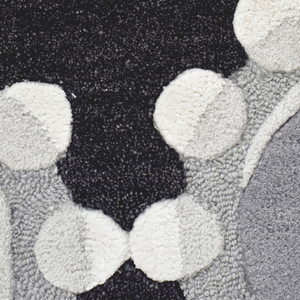 Tapis rectangulaire géométrique noir et gris en laine fait main, antidérapant, écologique, à poils épais, avec motif halo médaillon, pour salon - Product Image 4