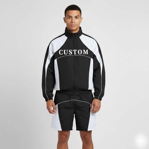 ชุดเซ็ตเสื้อฮู้ดกันลมผ้าซาตินลำลองแบบสั่งทำพิเศษสำหรับผู้ชาย รุ่นหนาสองชิ้น กางเกงขาสั้นมีกระเป๋า ระบายอากาศได้ดี กันลม พิมพ์ลาย - Product Image 2