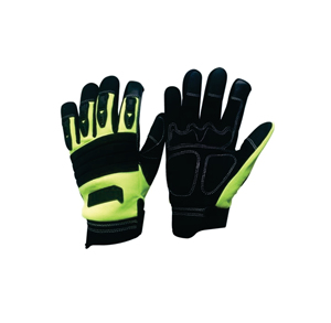 Gants de sécurité avec bande vert fluo et paume noire, en nitrile 10 mil d'épaisseur, anti-vibration, antidérapants, pour usage industriel - Product Image 1