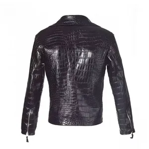 Men's Customizable <b>Black</b> Embossed PU Leather Canvas Moto <b>Jacket</b> Turn-Down Collar Zipper Closure Slim Fit Reversible Windproof - Product Image 2