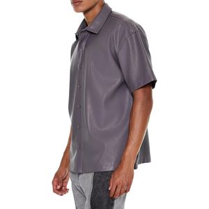 Chemise décontractée pour homme en cuir de mouton brillant de haute qualité, pour un usage quotidien - Product Image 3