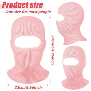 Pasamontañas de punto unisex con 3 orificios, cubrecara transpirable, impermeable, ajustable, a prueba de viento, para adultos, para actividades al aire libre - Product Image 2