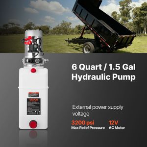 Centralina Idraulica Monofase da 6 Litri per Rimorchio Ribaltabile, Pompa 3200 PSI Pressione Massima, 0.91 GPM Portata, per Rimorchi Utilitari da Carico - Product Image 2
