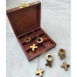 Juego de Tic Tac Toe de Madera de Lujo Hecho a Mano con Piezas de Latón, Decoración Vintage para Mesa de Centro, Juego de Mesa para Regalo Familiar - Product Image 5
