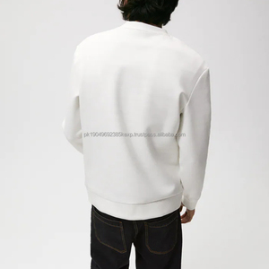 Dec Customised Pastel Cotton Premium Hoodies Unisex Adult Thrifting Crewneck <b>Black</b> Trim Pockets Plain White Mock Neck Sweatshirt - Product Image 6