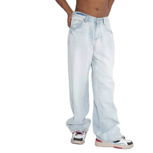 Nouveau design 2026 – Jean uni bleu ciel – Fabricant de jeans coupe droite sur mesure bleu clair pour homme - Product Image 2