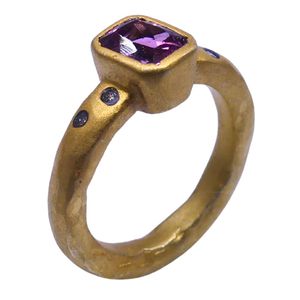 Gemvanity SR1284 Rubilite Tourmaline Diamond Classic Channel <b>Set</b> Traditional Engagement <b>Ring</b> Vermeil <b>Sterling</b> <b>Silver</b> Gold Plated - Product Image 1