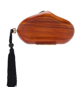 Sculpted <b>Rustic</b> <b>Wooden</b> Evening Clutch With Polish Finished For Wedding Festive Wear Party Boho Luxe Fashion Statement Purse &Bag - Product Image 2
