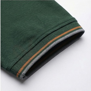 Polo à manches courtes pour homme, vert foncé, coton piqué, respirant, coupe classique, design tricoté uni - Product Image 6