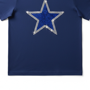 Wholesale Bling Rhinestone T <b>Shirt</b> Graphic Loose Fit Hip Hop <b>Mens</b> Tops Custom Print Diamond Gem Embellished Cotton Tee - Product Image 4