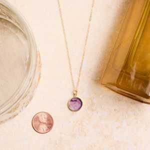 Natural Amethyst Round Gemstone Pendant 925 Silver Vintage Engagement Jewelry <b>Gift</b> for Mom Wife <b>Sister</b> Third Party Certified - Product Image 3
