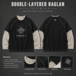 Camiseta de Manga Larga Raglán de Doble Capa de Algodón Grueso de 300g, para Hombre, Talla Grande, Estampado Gráfico Vintage, Logotipo Personalizado, Precio Bajo - Product Image 4