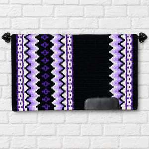 Blue <b>Aztec</b> Pattern Western Wool Saddle Blanket Pad Custom Horse Saddle Pad <b>Fleece</b> Lined Equestrian Show Saddle Blanket Pad - Product Image 1