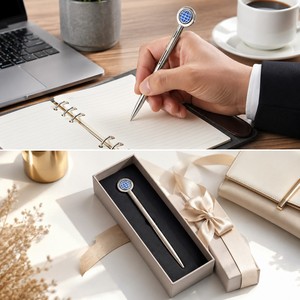 Stylo bille en métal créatif avec globe rotatif, stylo porte-bonheur fantaisie, cadeau de bureau, conçu avec un globe 3D rotatif - Product Image 6