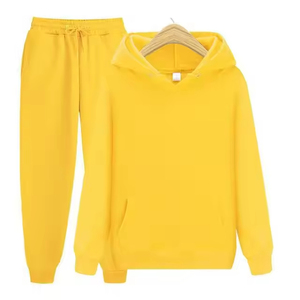 Wholesale Custom Printed OEM ODM Cheap Price 100 percent Cotton Fleece Winter <b>Pullover</b> Tracksuit Set Solid Design Two Piece Set - Product Image 5