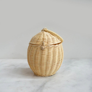 Adorables bolsos de ratán para bebés, niñas y niños, cestas trenzadas a mano con forma de huevo, cestas de juguete para niños - Product Image 3