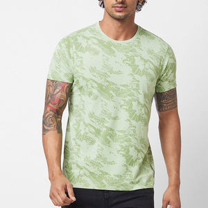 T-shirt en coton à manches courtes et col rond pour homme, avec motif, coupe ajustée, décontracté, en jersey, imprimé, respirant, design tricoté - Product Image 5