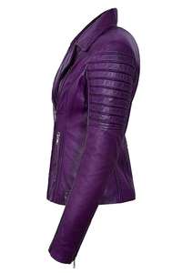 Chaqueta de Motociclista KyzoFire para Mujer, de Cuero Genuino, Corte Ajustado, Cierre Asimétrico, Hombros Acolchados, Estilo Vintage, Ecológica - Product Image 4