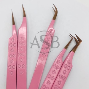 แหนบต่อขนตาสแตนเลสแบบยั่งยืนแบบญี่ปุ่นโลโก้แบบกำหนดเองสีชมพูกุหลาบทองพร้อมปลายแหลมทดสอบด้วยมือ - Product Image 3